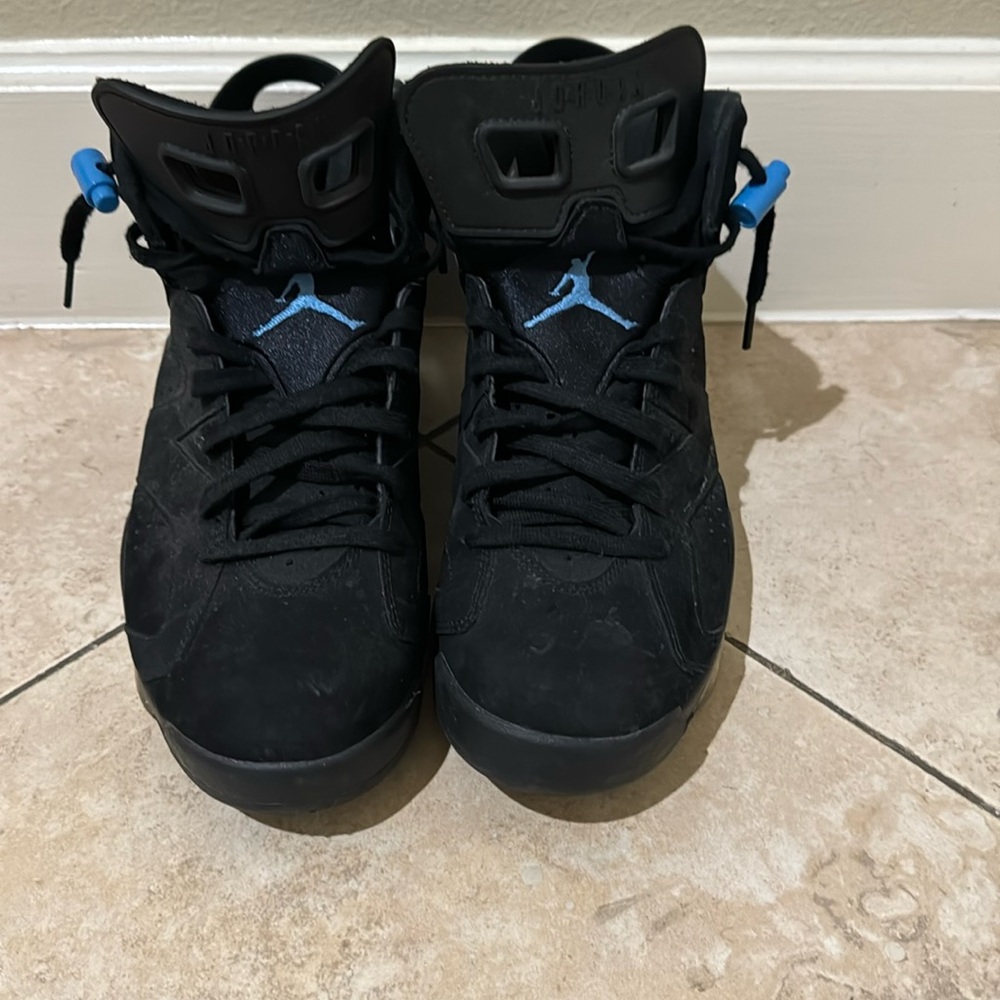 Black and Carolina blue Jordan 6’s
